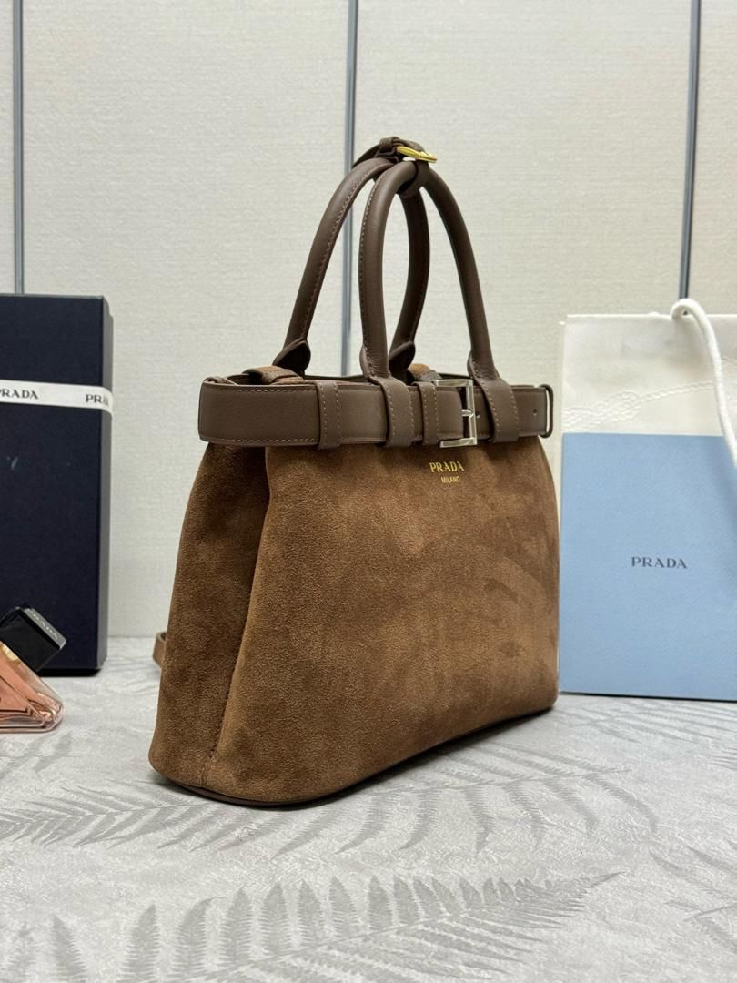 Prada Suede Buckle Handbag