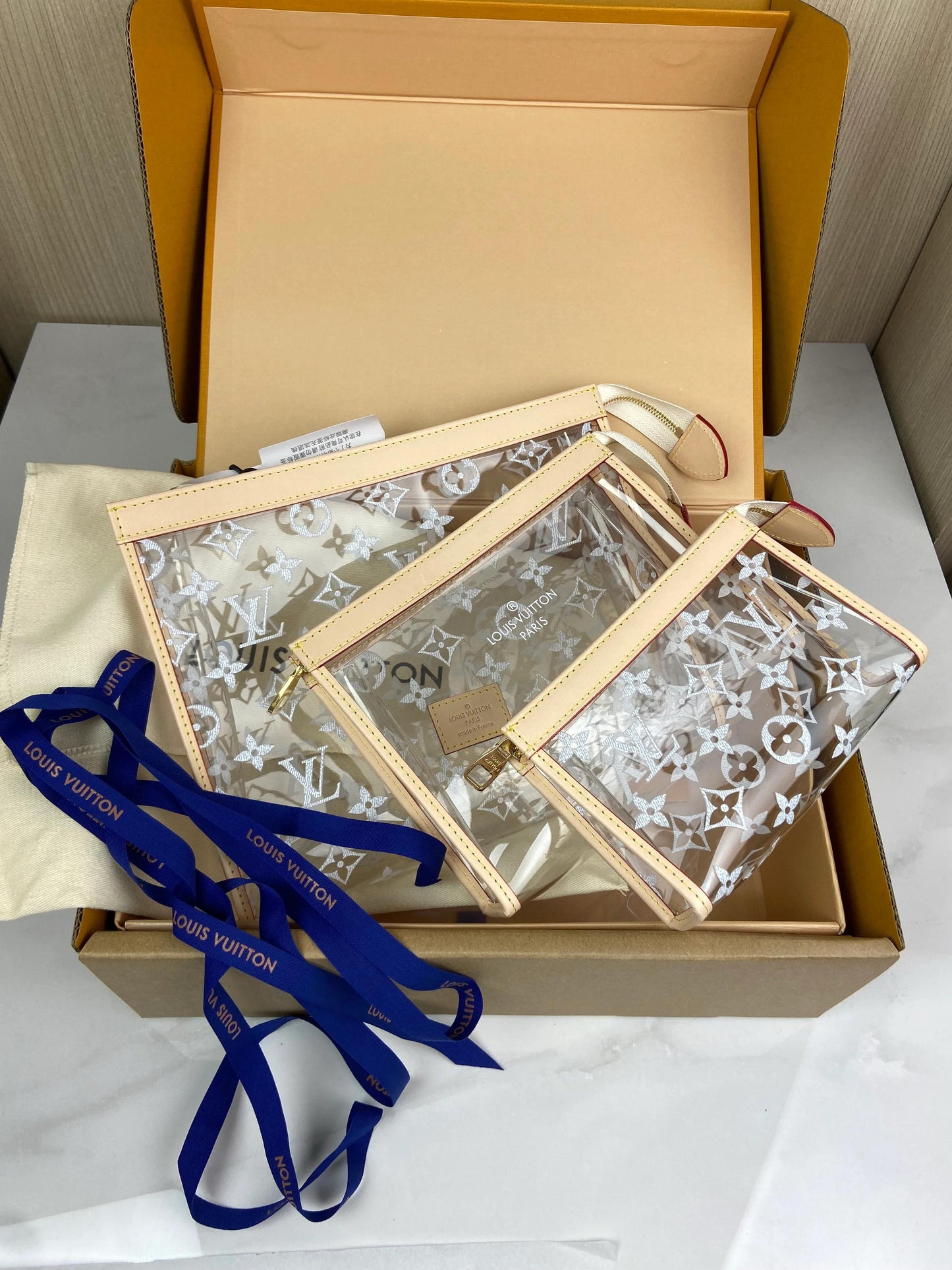 Louis Vuitton Trio Pochette Toilette Transparent