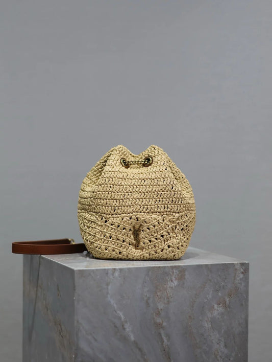YSL Joe Mini Raffia Bucket bag