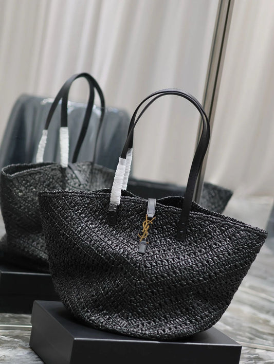 YSL Panier Large Tote Raffia Bag
