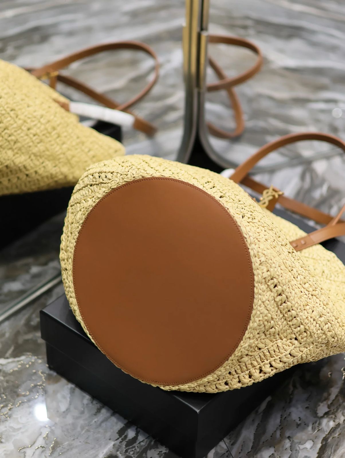 YSL Panier Large Tote Raffia Bag