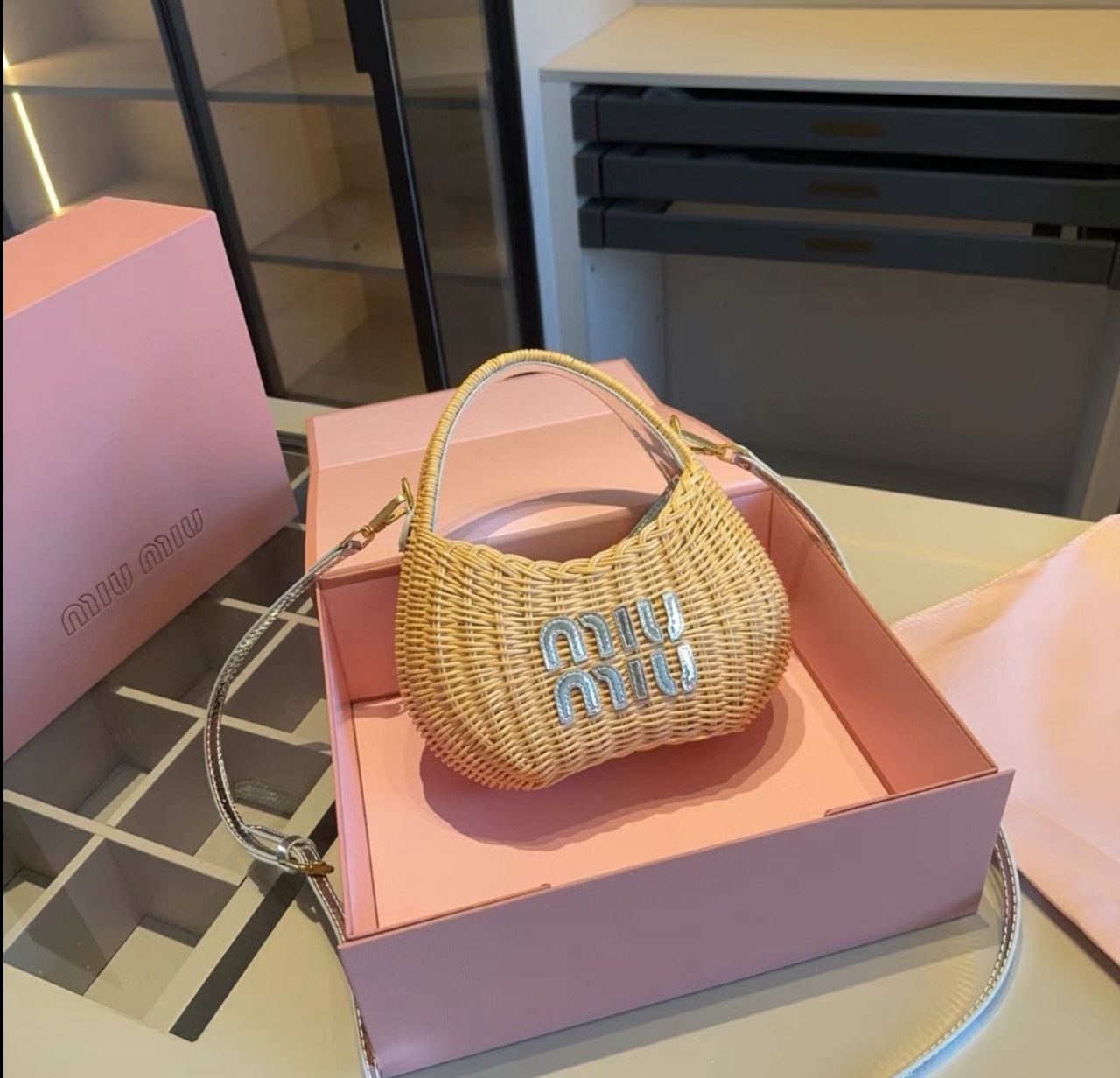 Miu Miu Wander wicker handbag