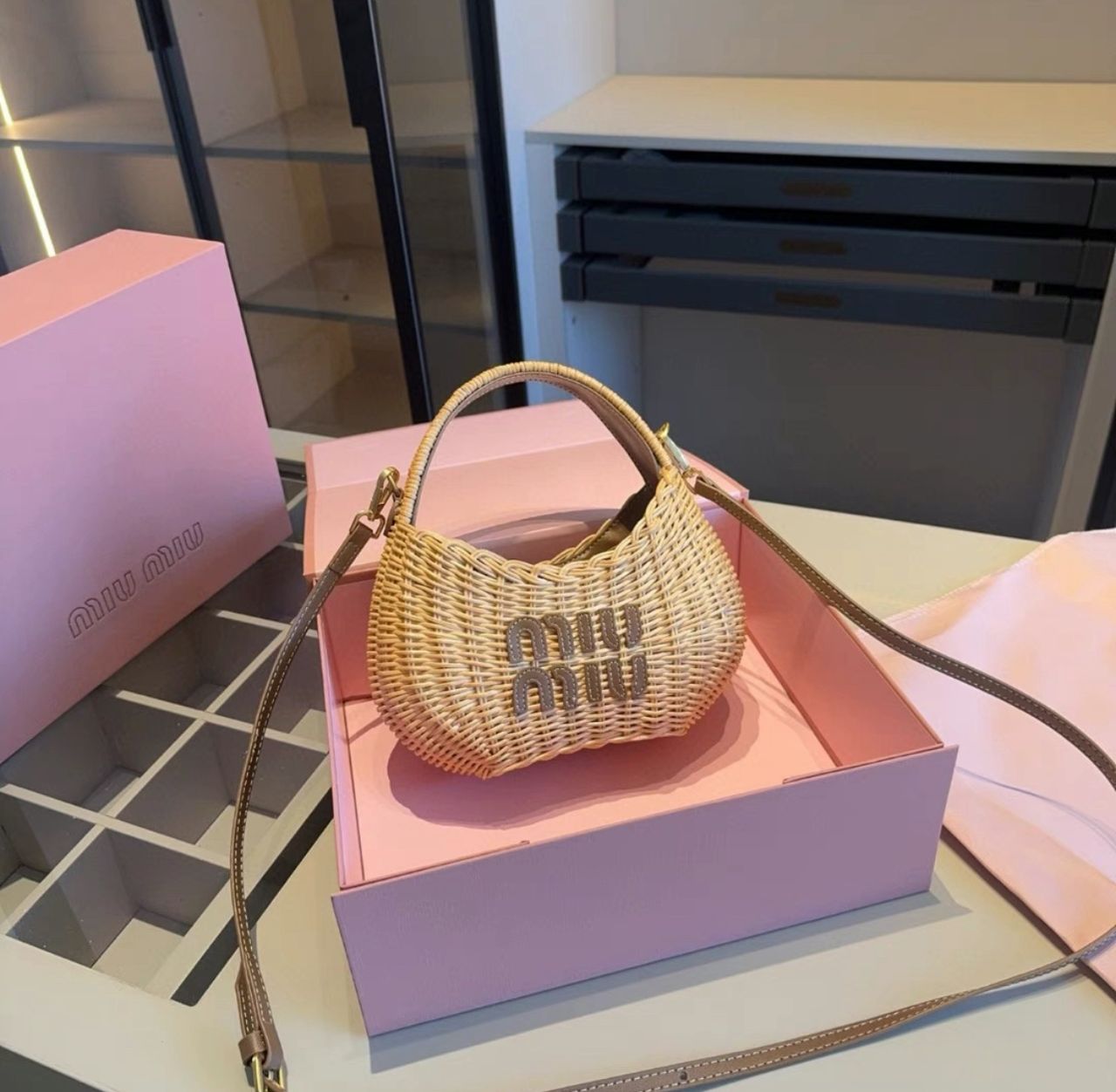 Miu Miu Wander wicker handbag