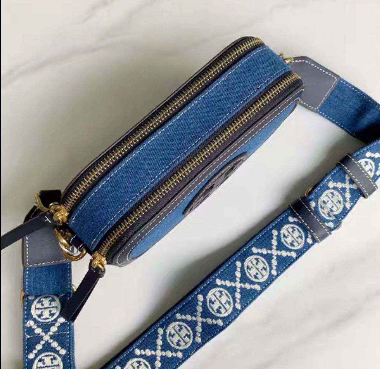 Tory Burch MINI MILLER DENIM CROSSBODY BAG