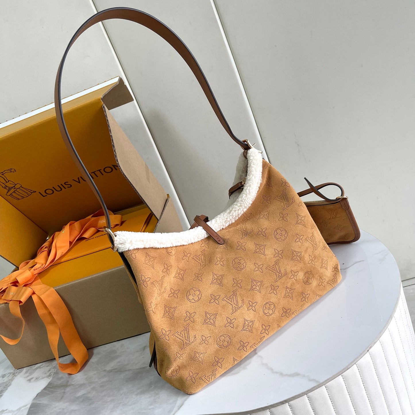 Louis Vuitton CarryAll PM Mahina Suede bag