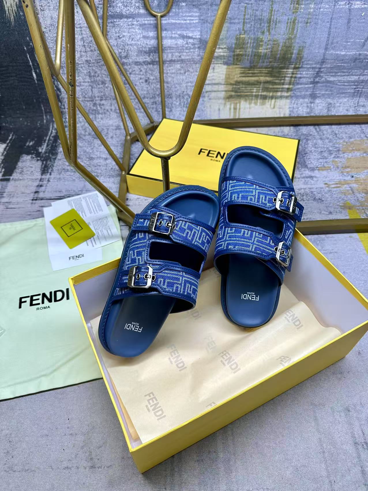 Fendi Denim Slides