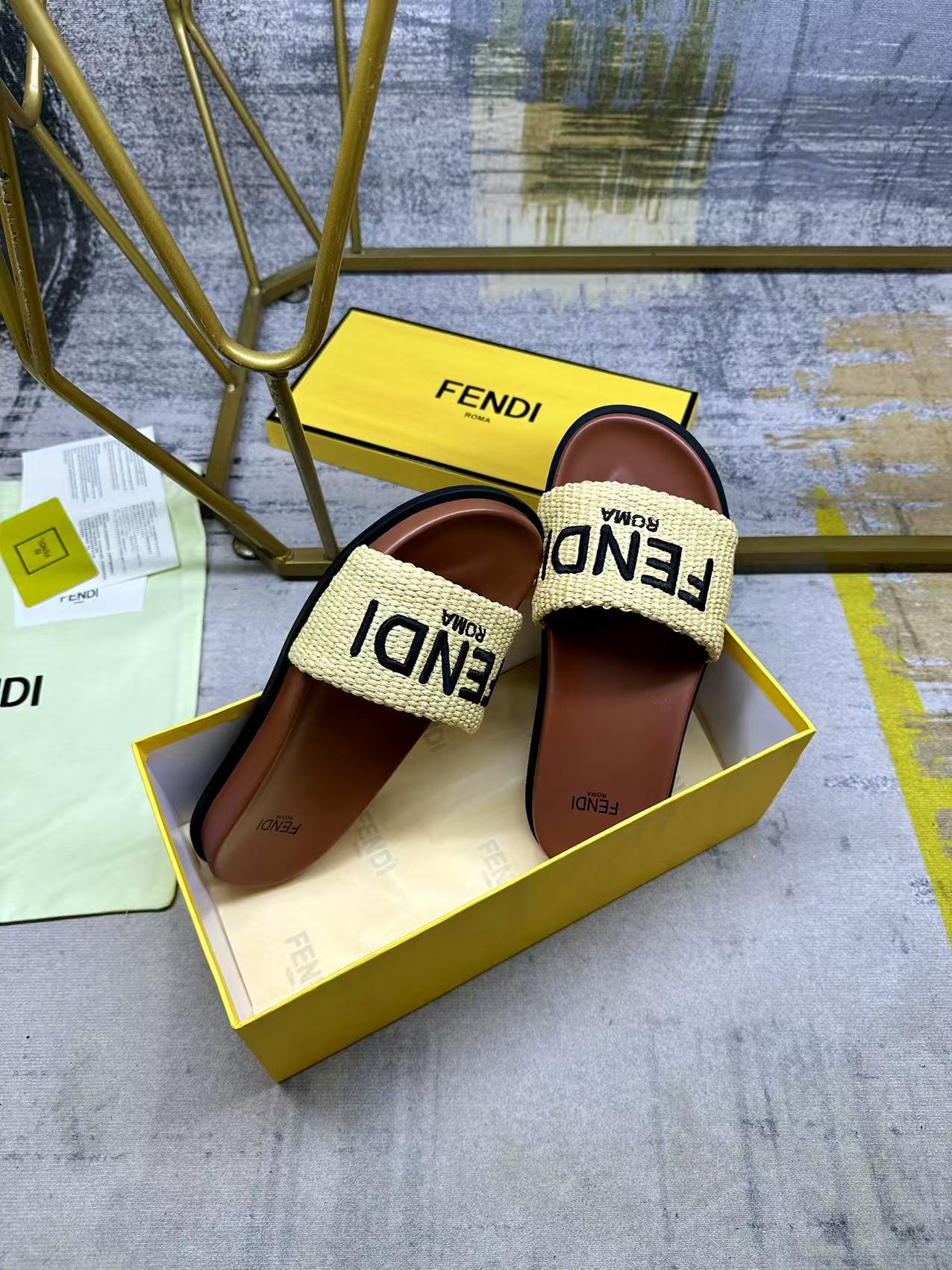 Fendi straw slides