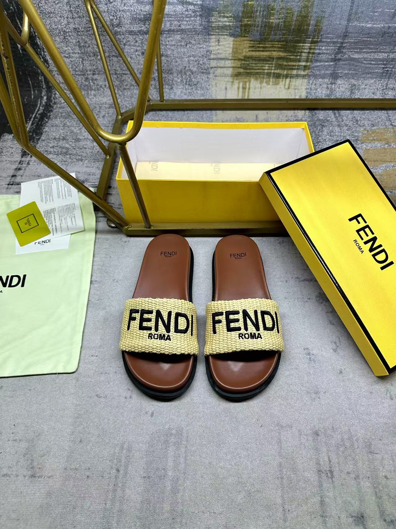 Fendi straw slides