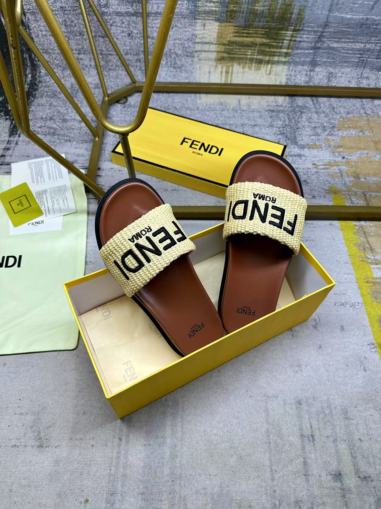 Fendi straw slides