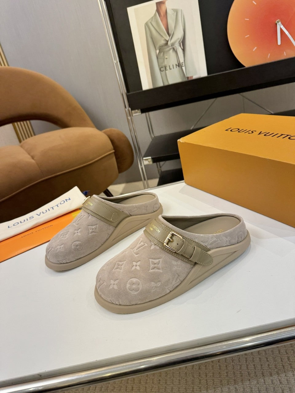 Louis Vuitton Suede Clogs