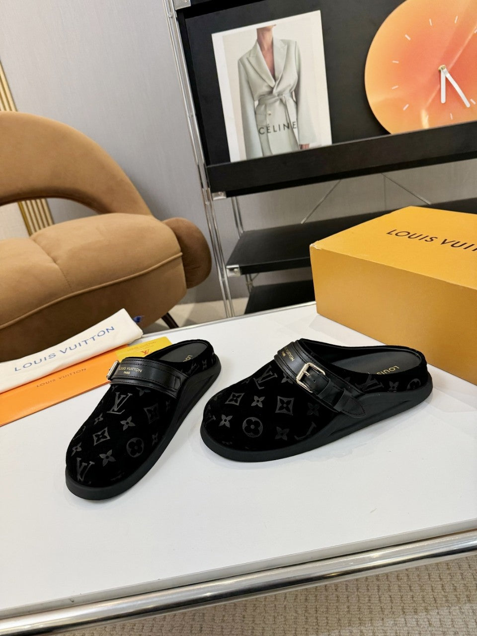 Louis Vuitton Suede Clogs