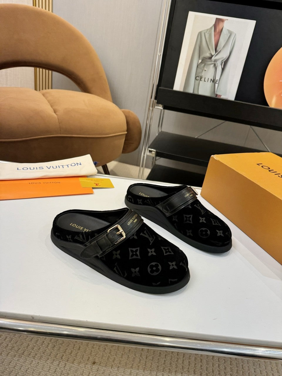 Louis Vuitton Suede Clogs