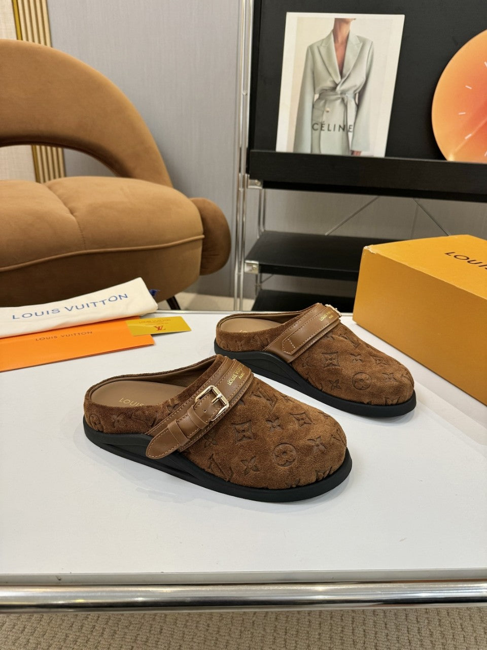 Louis Vuitton Suede Clogs