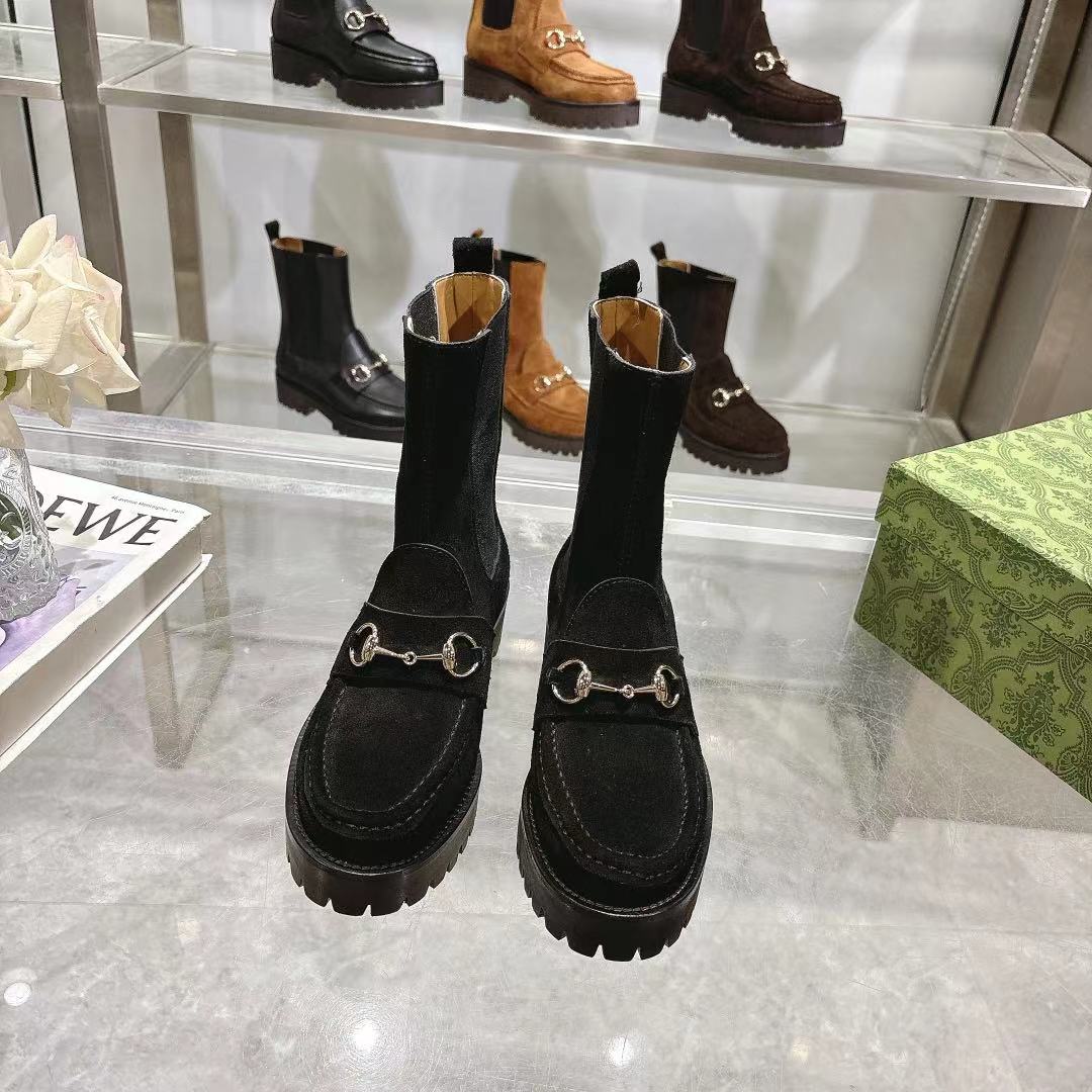 Gucci Horsebit Suede Boots