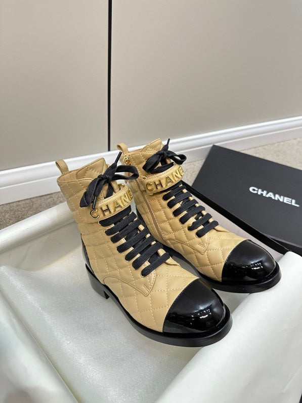 Chanel Lace Up Boots