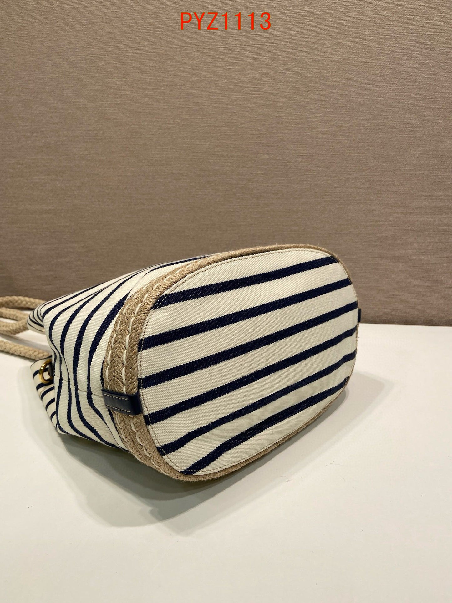 Prada Mariner small striped fabric bucket bag