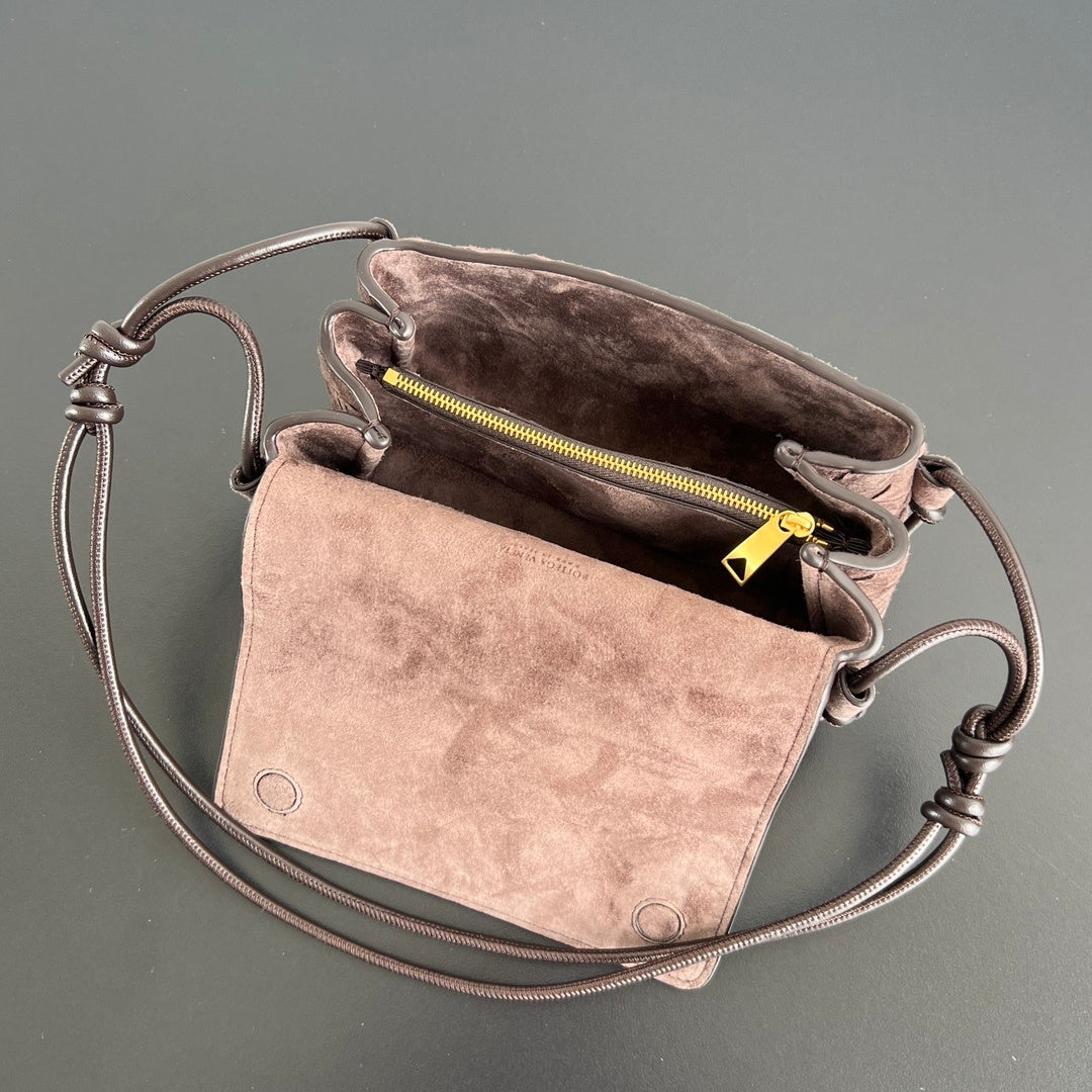 Bottega Veneta Notturno Intrecciato Suede Pouch