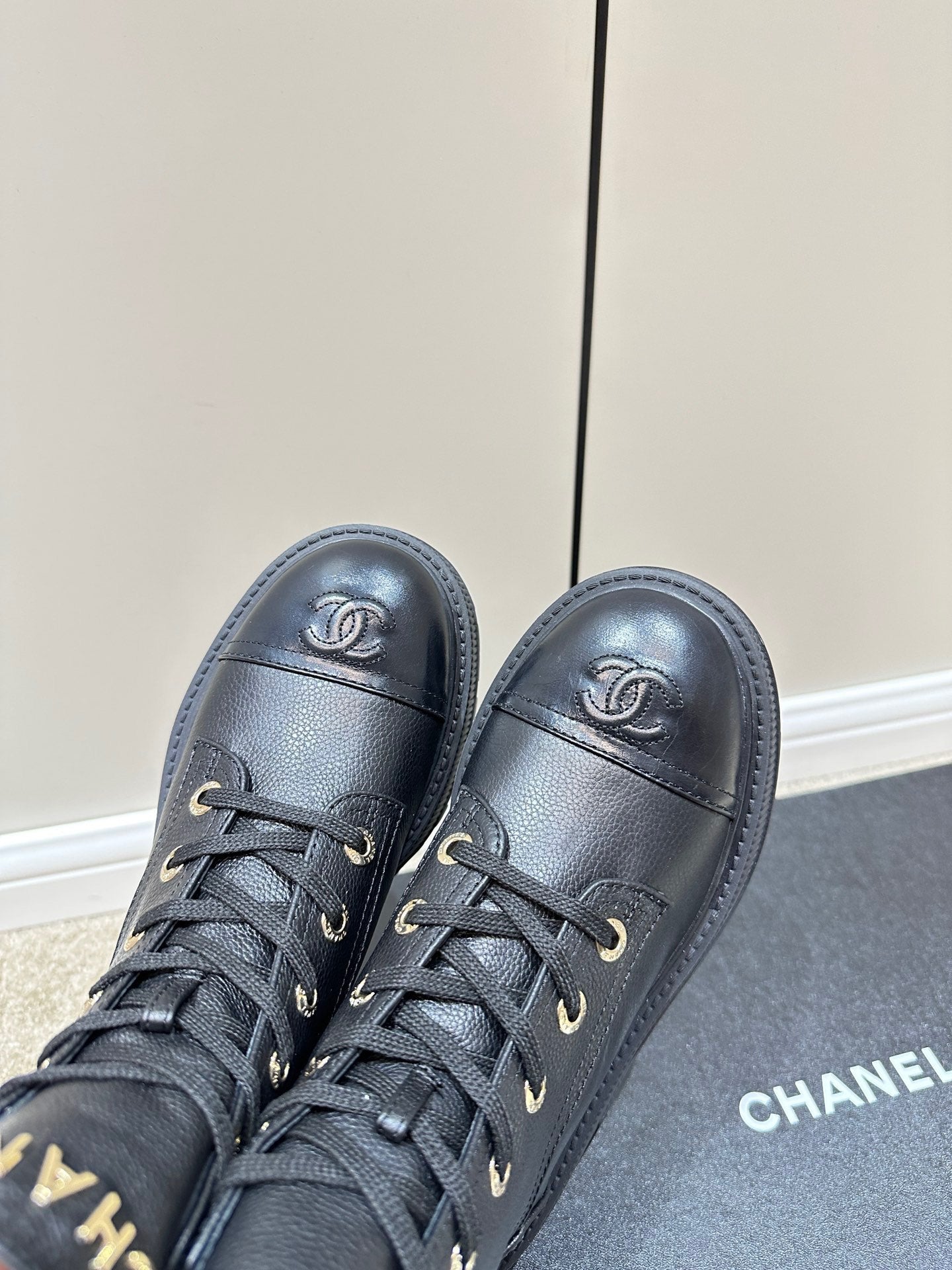 Chanel Lace Up Boots Platform