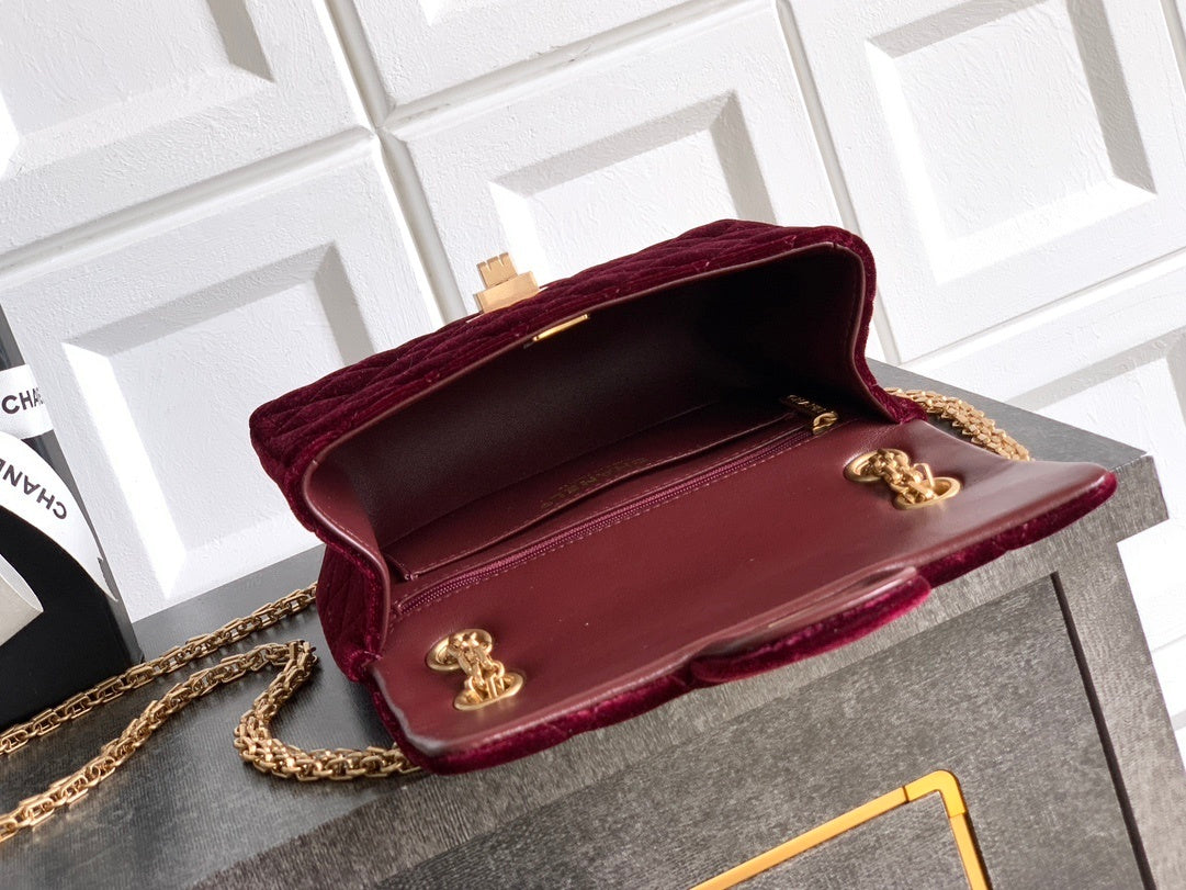 Chanel velvet small chain bag