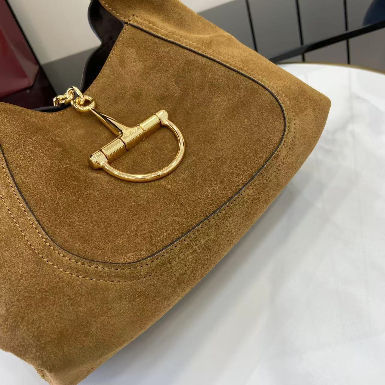 Gucci Softbit Medium suede bag