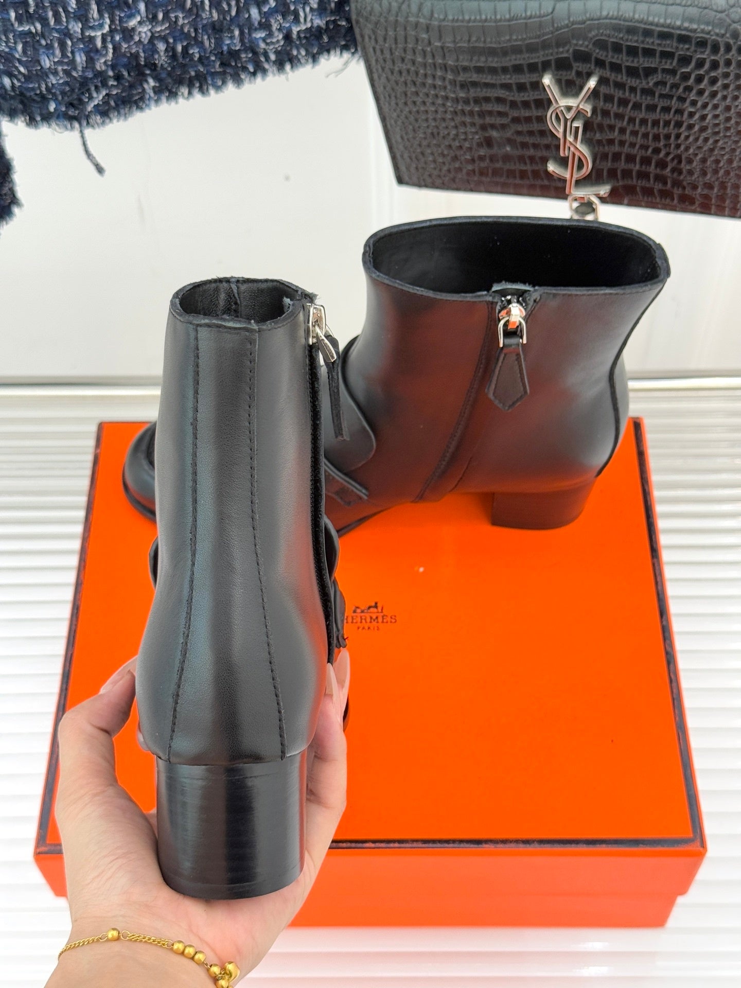 Hermes Heels Leather Ankle Boots