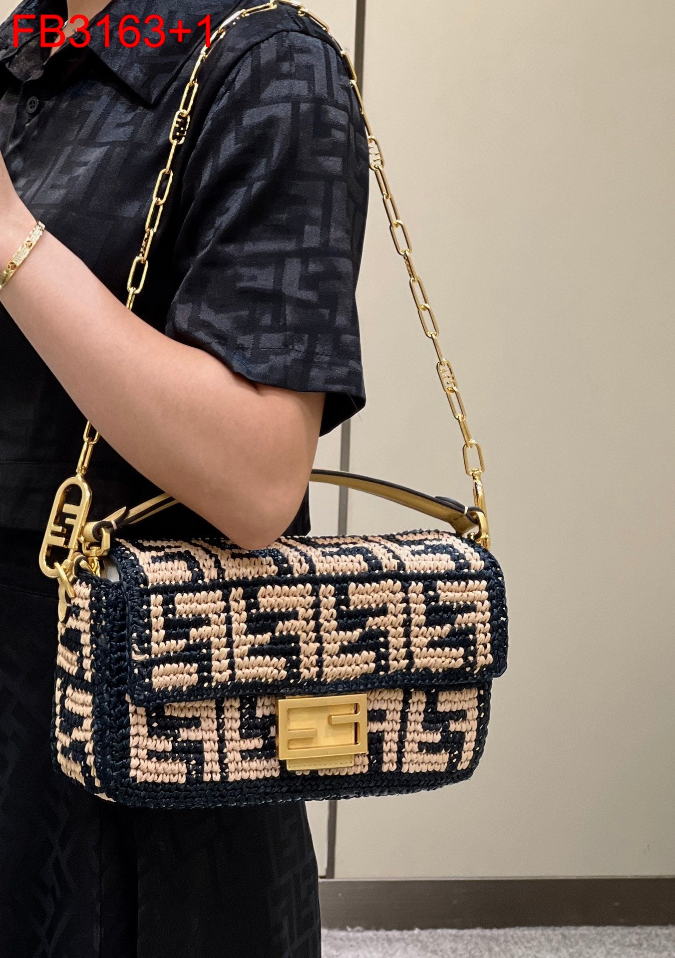 Fendi Baguette Straw Bag