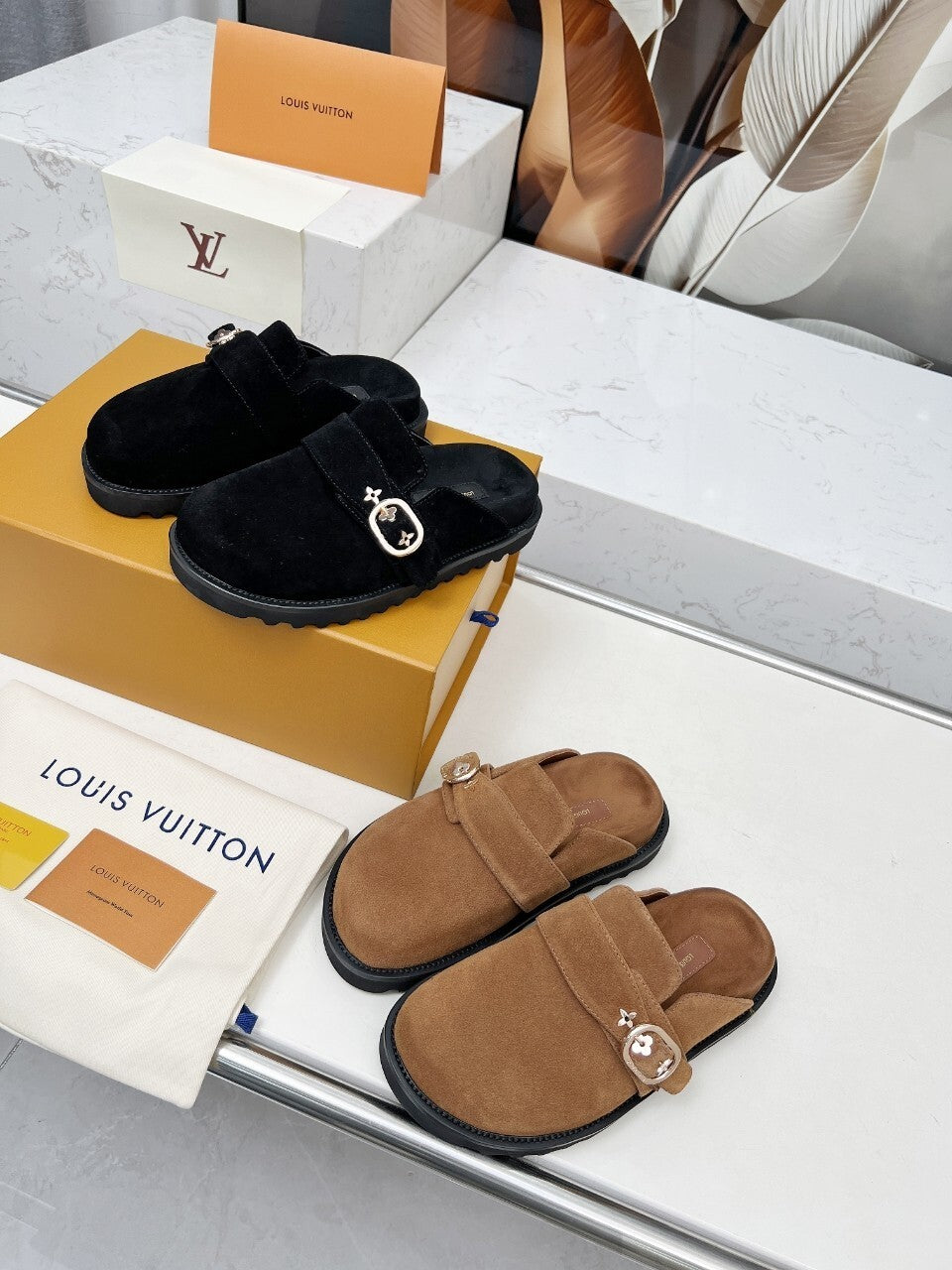 Louis Vuitton Suede Mules