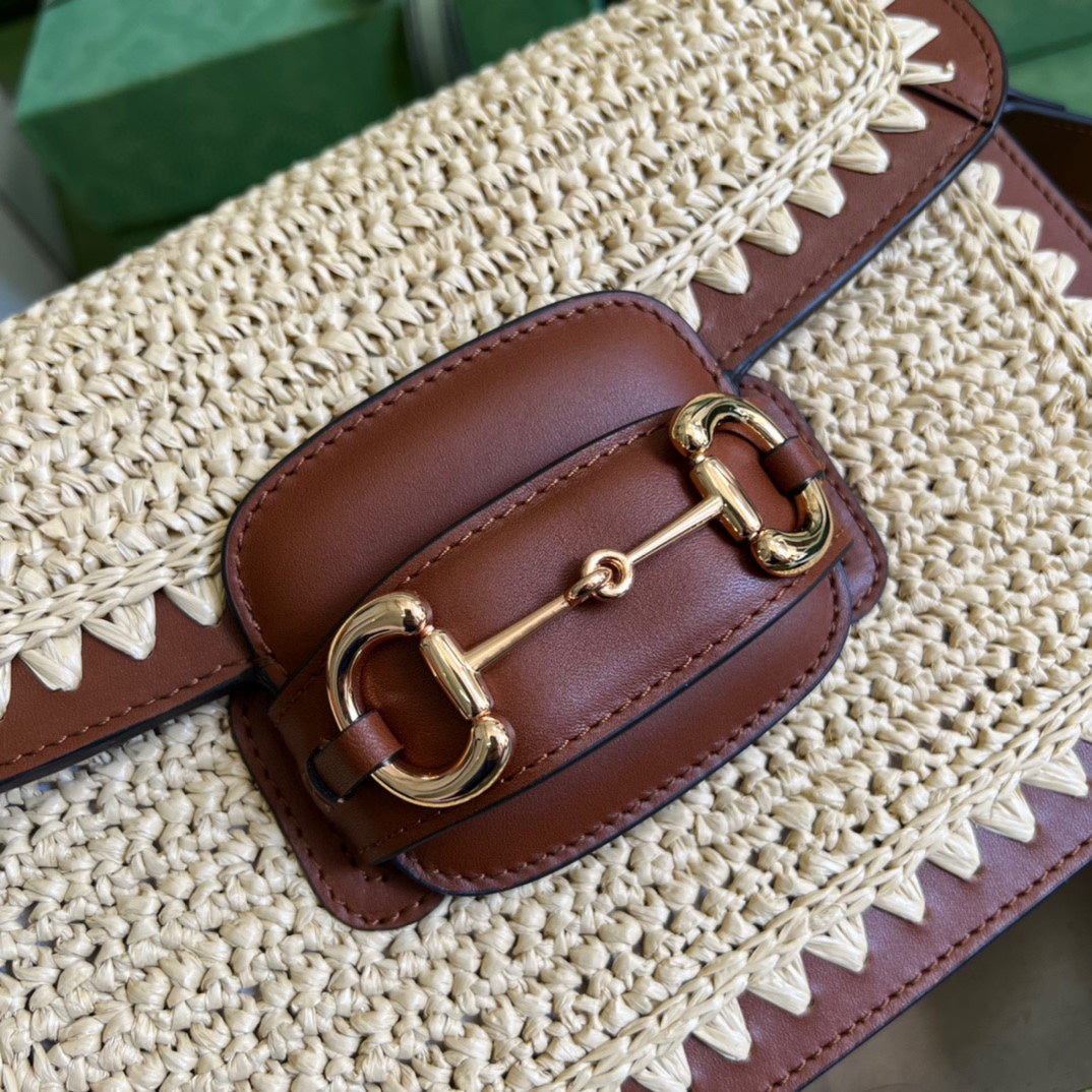 Gucci Horsebit Raffia Bag