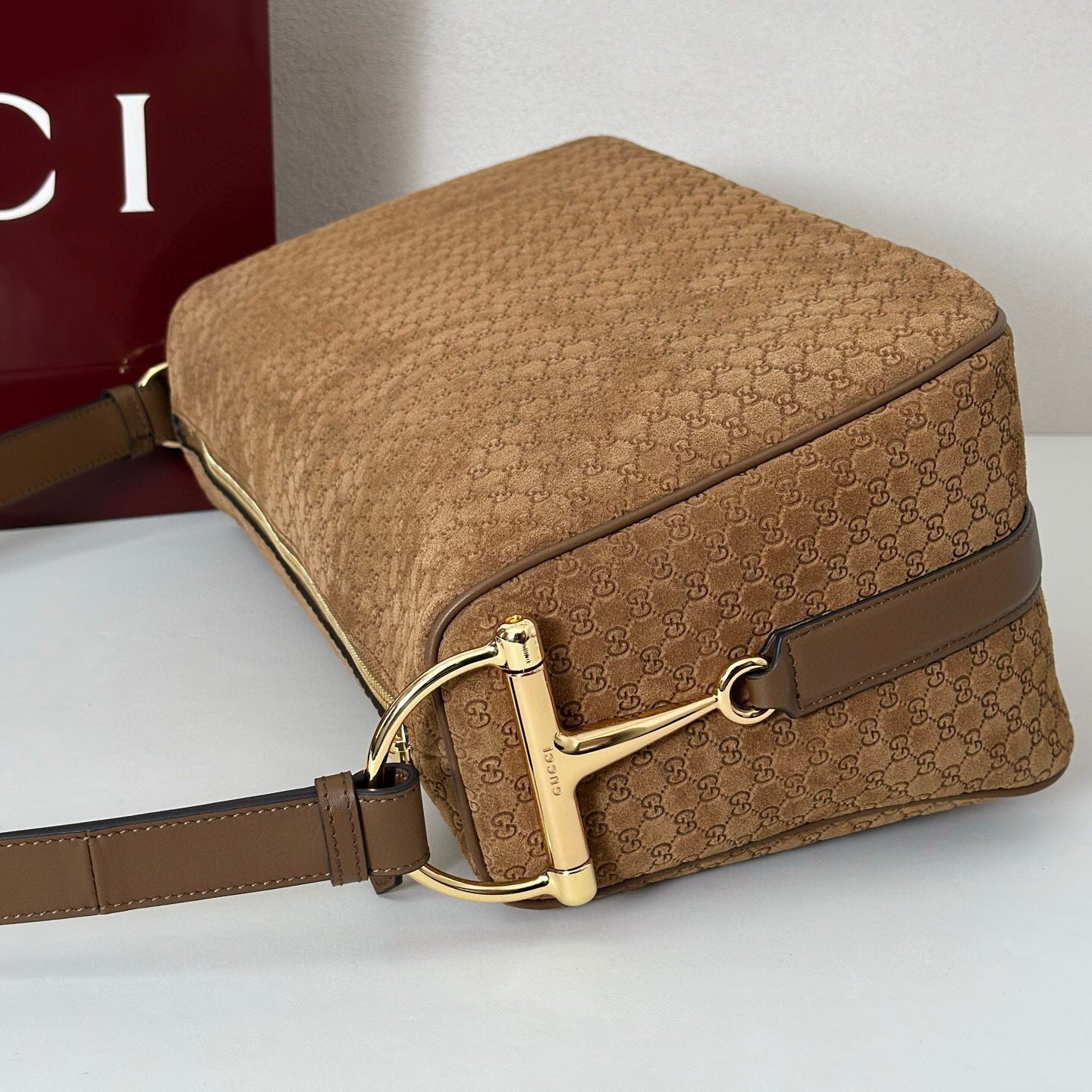 Gucci GG Large Half Horsebit Suede