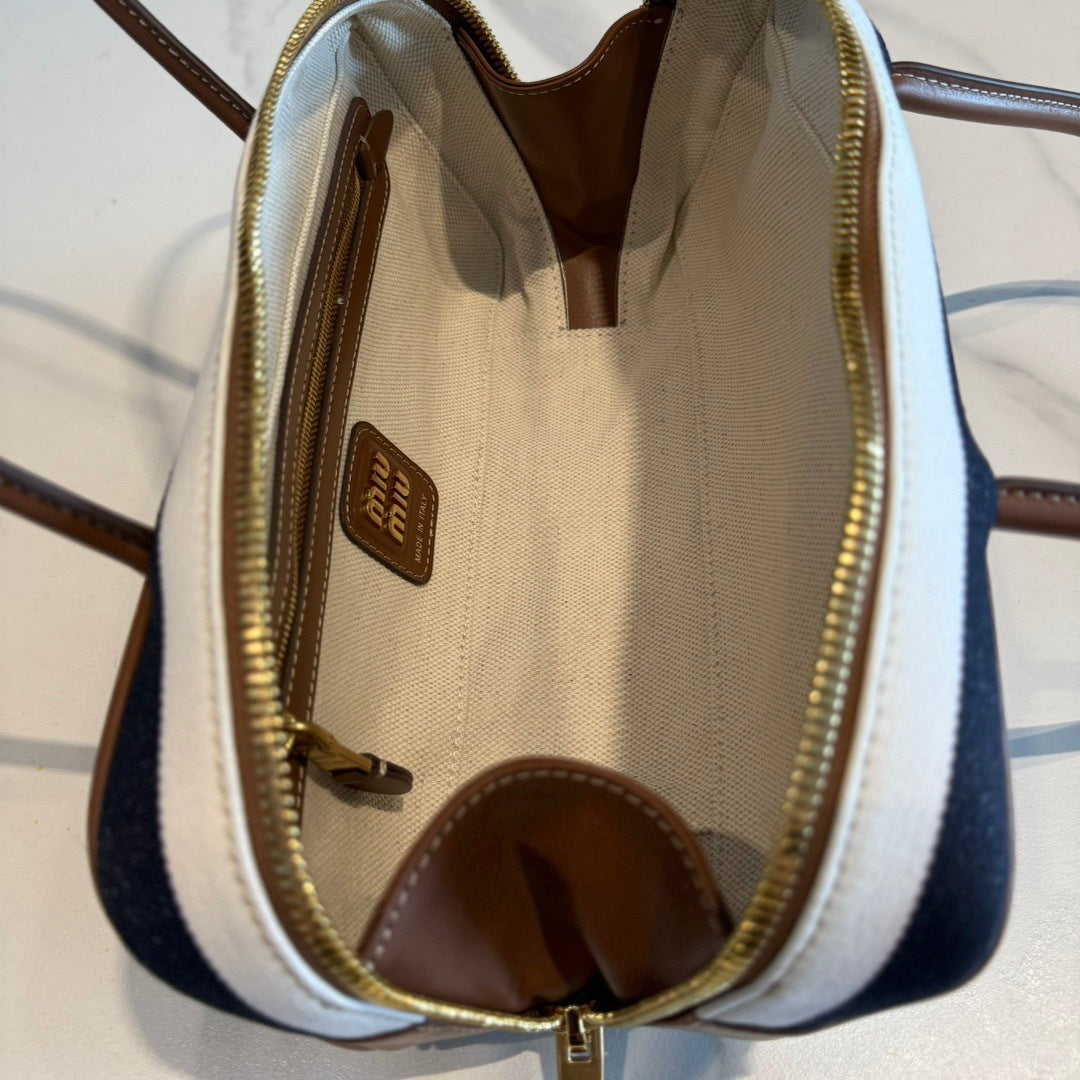 Miu Miu Beau Small canvas and leather bag