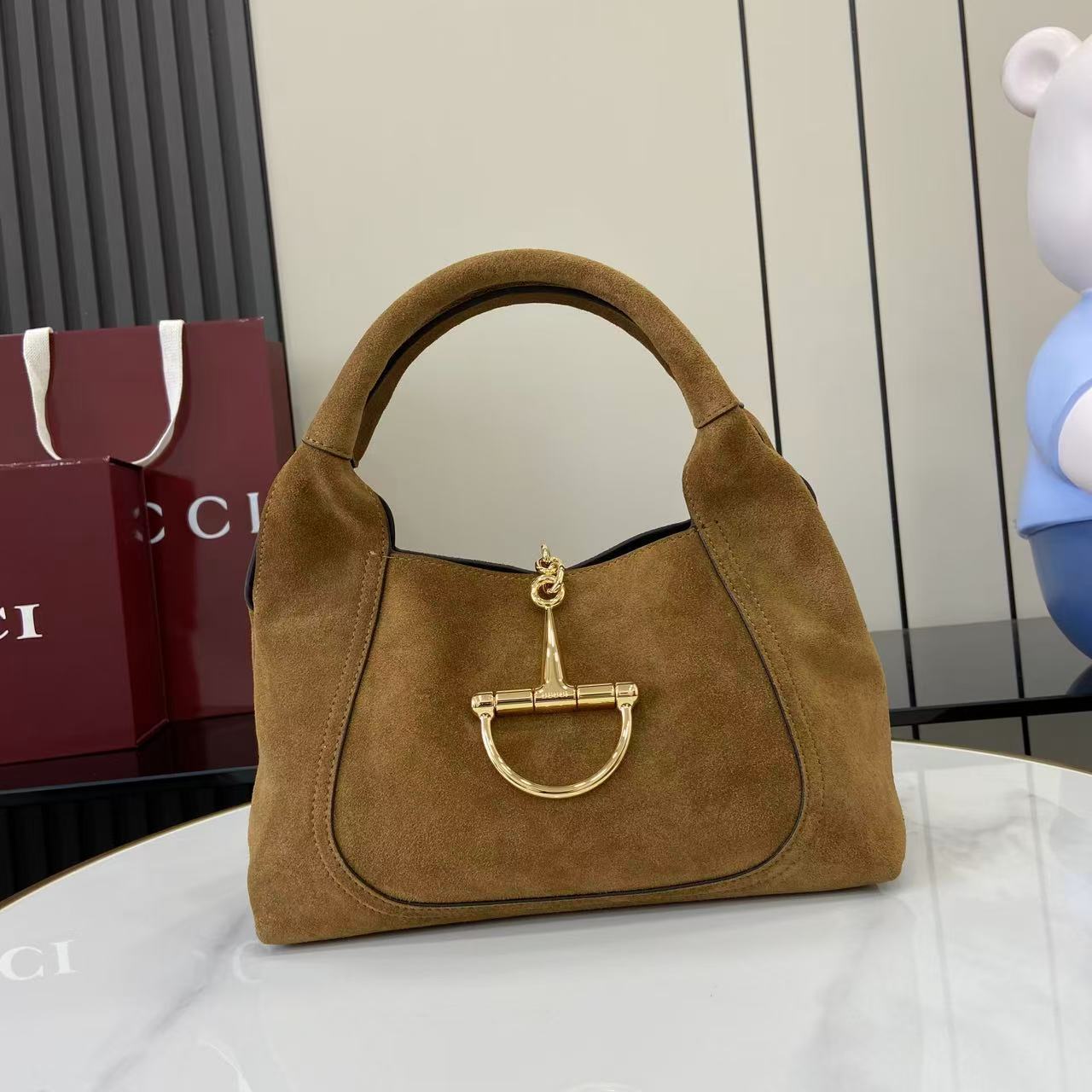 Gucci Softbit Medium suede bag