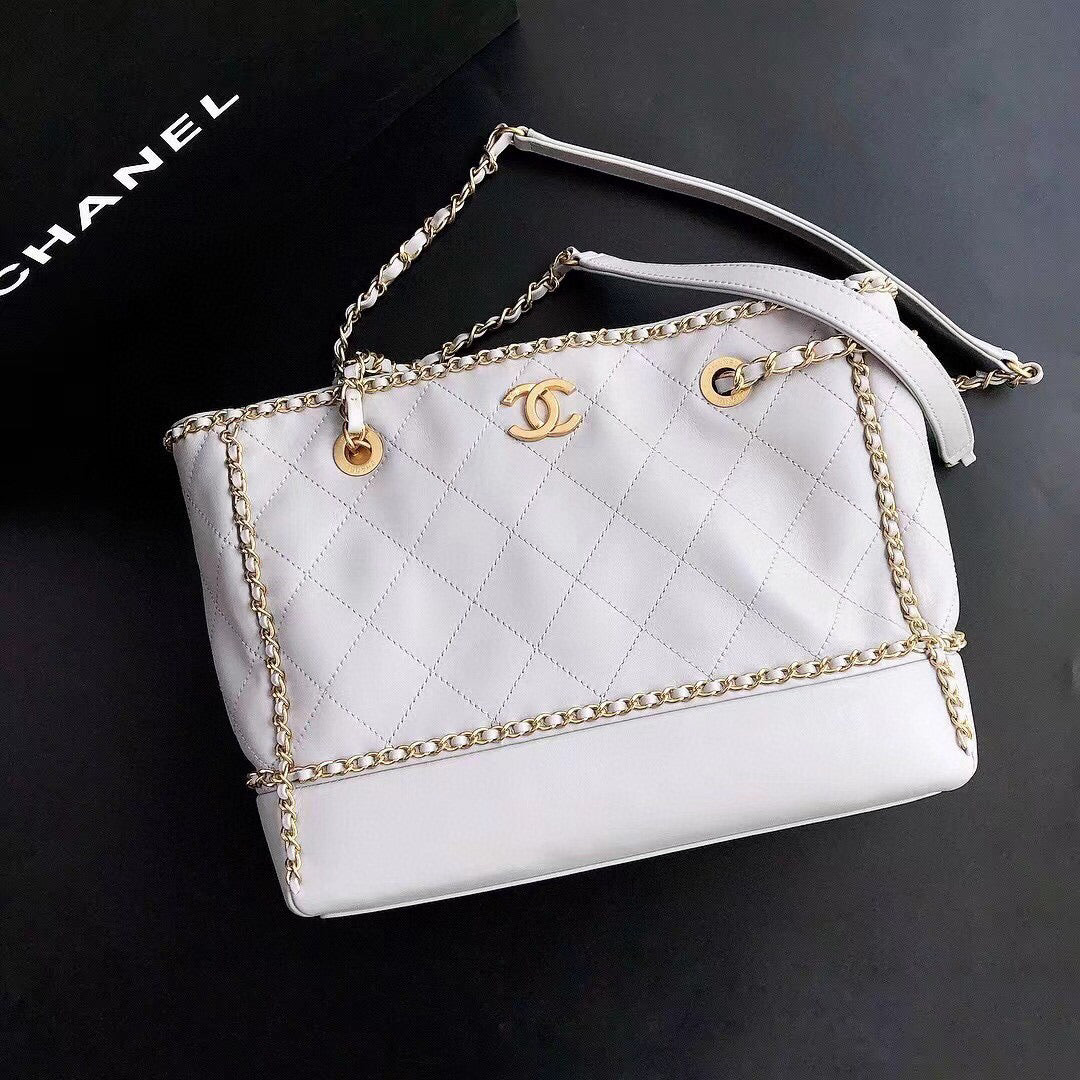 Chanel Leather Chain Tote Bag