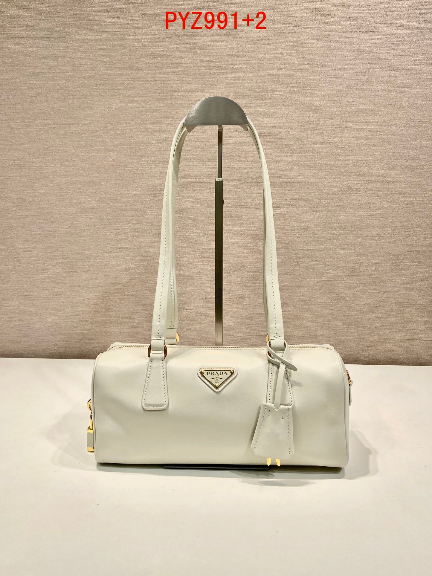 Prada leather medium top-handle bag with padlock