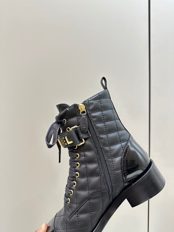 Chanel Lace Up Boots