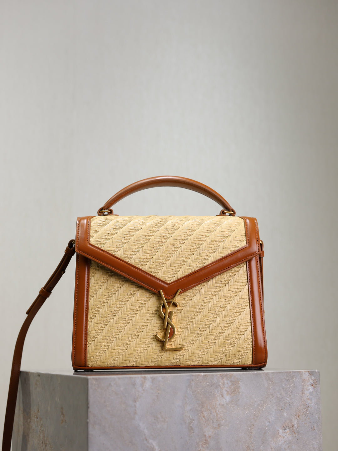 YSL Cassandra Small raffia bag