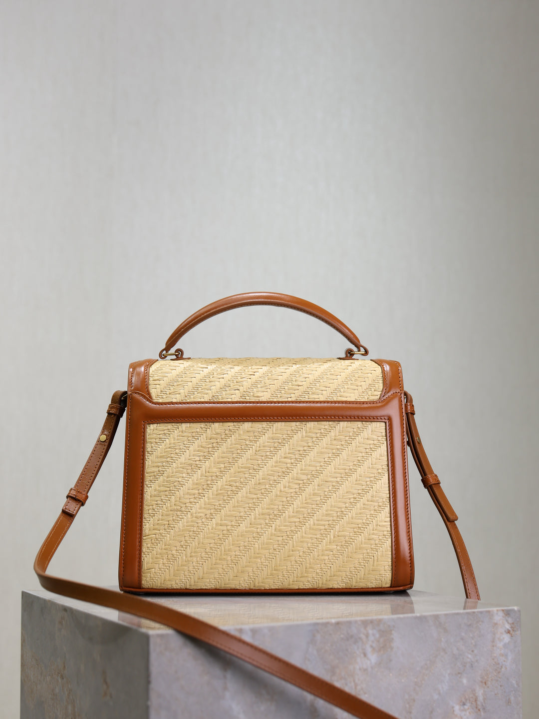 YSL Cassandra Small raffia bag