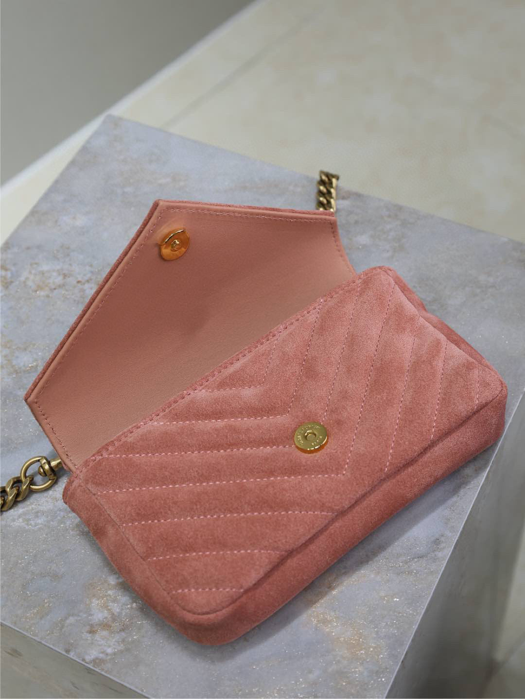 YSL Mini College Chain bag suede