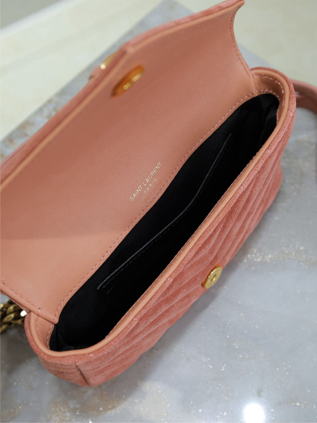 YSL Mini College Chain bag suede