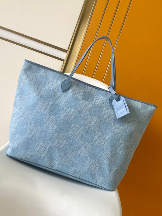 Louis Vuitton Nevereverfull Damier Denim 3D cotton canvas