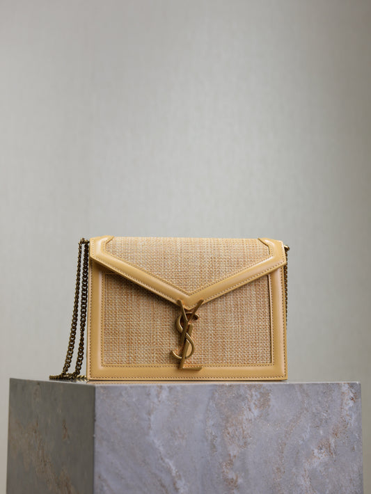 YSL Cassandre Mini raffia shoulder bag