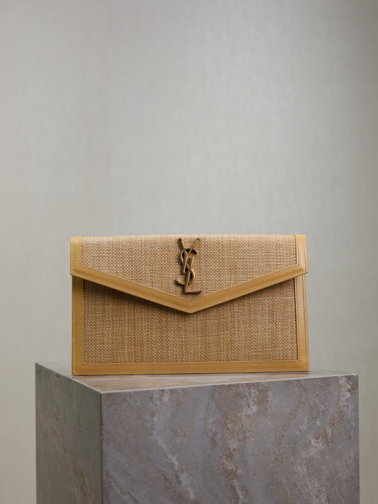 YSL UPTOWN pouch in micro raffia