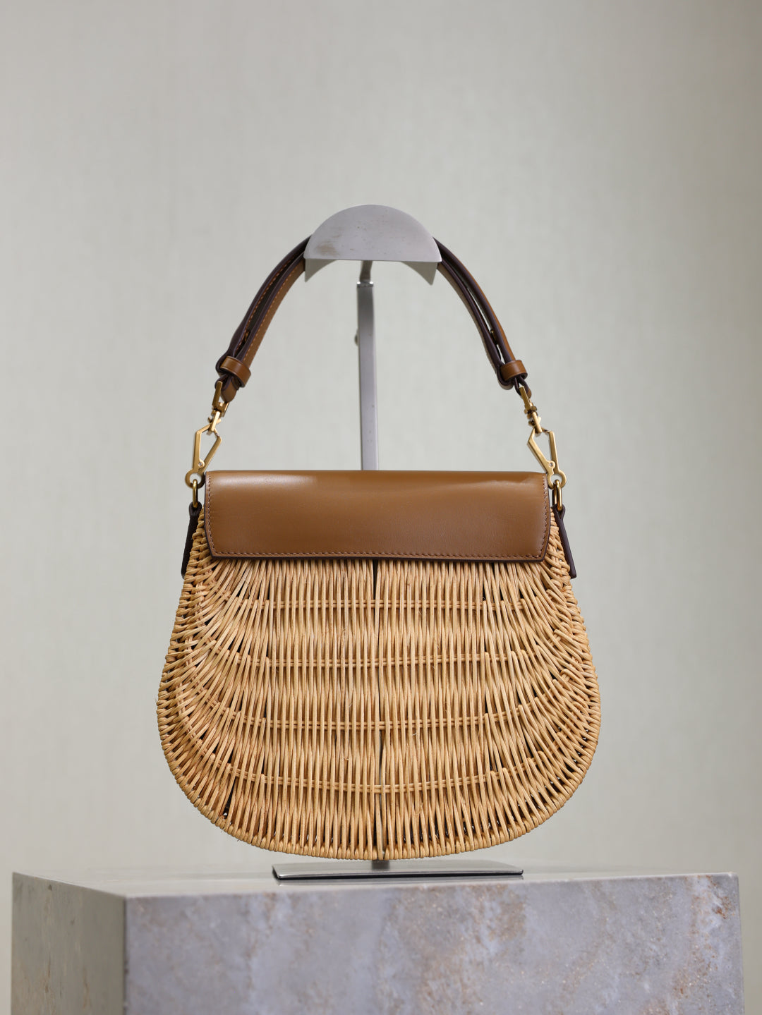 YSL Voltaire leather-trimmed bamboo shoulder bag