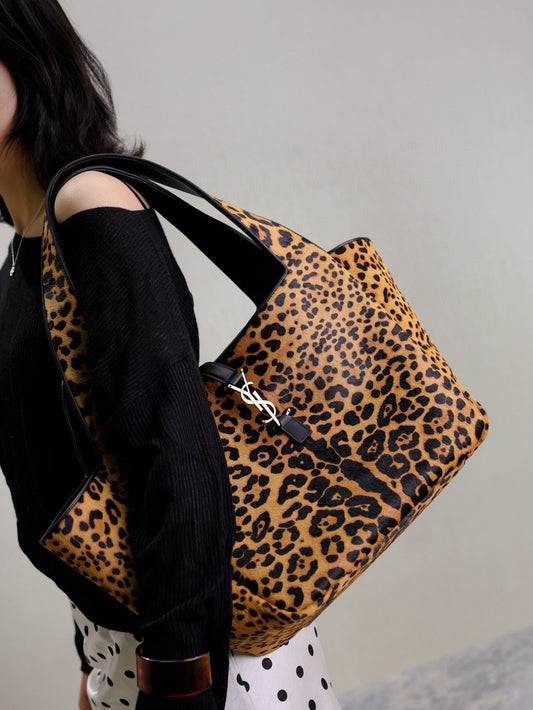 YSL Bea bag in leopard print