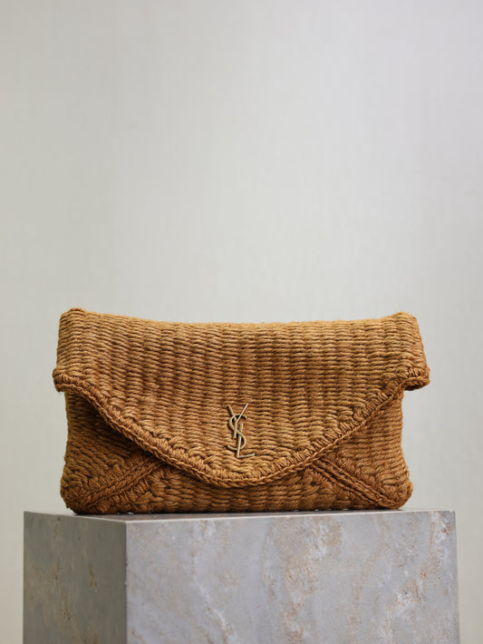YSL Le Cassandre straw bag