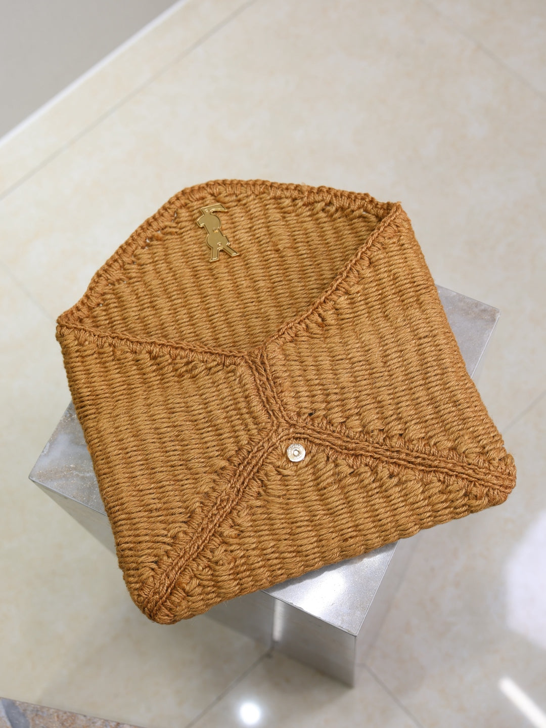 YSL Le Cassandre straw bag