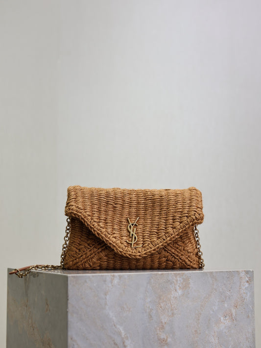 YSL Cassandre Chain pouch straw bag