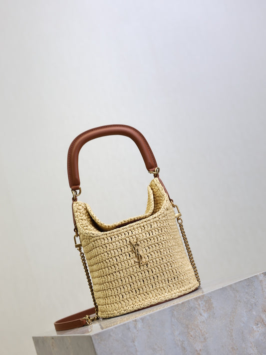 YSL Gaby Bucket Raffia bag