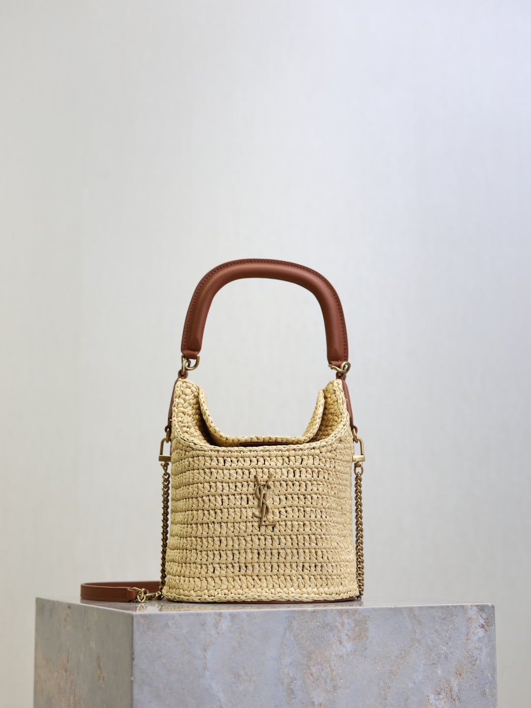 YSL Gaby Bucket Raffia bag