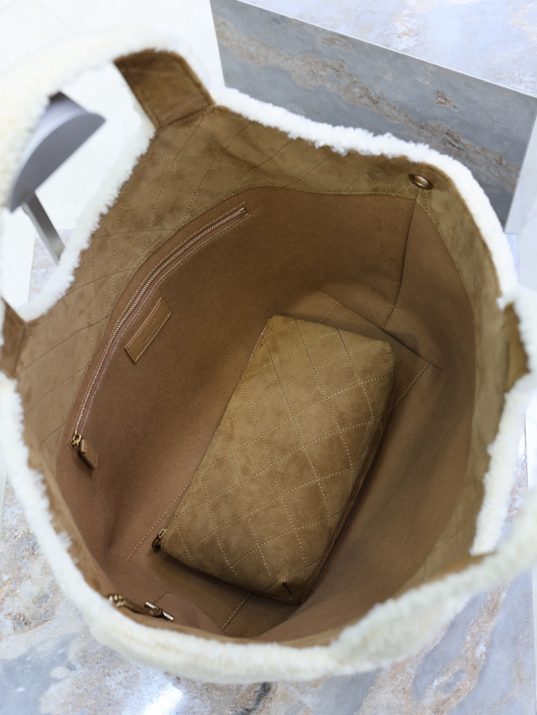 YSL Large Icare Shearling bag