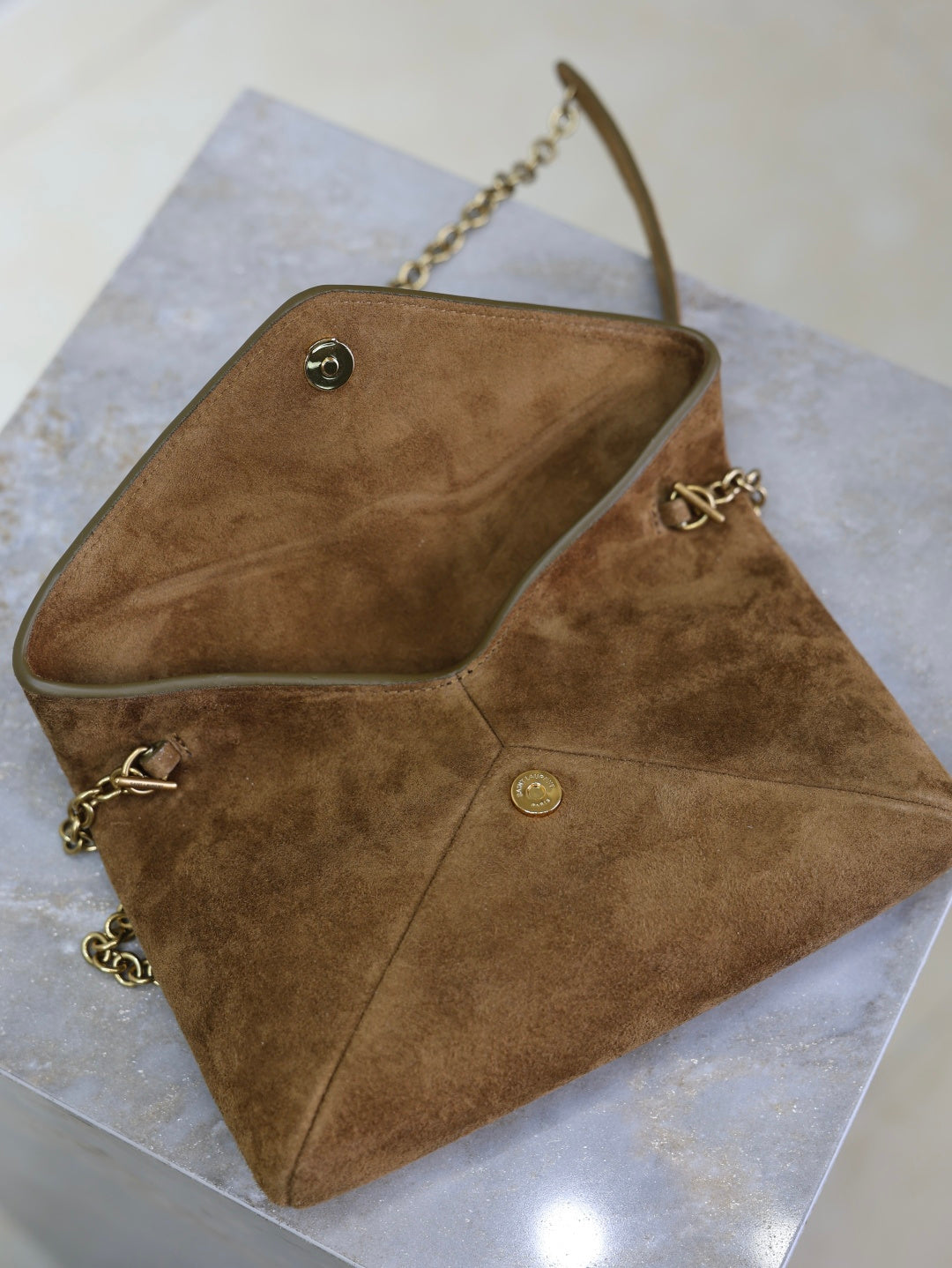 YSL CASSANDRE Mini pouch on chain in suede